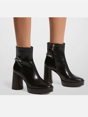 Michael Kors Carlisle Black Platform Block Heel Ankle Boots - Women, 8.5